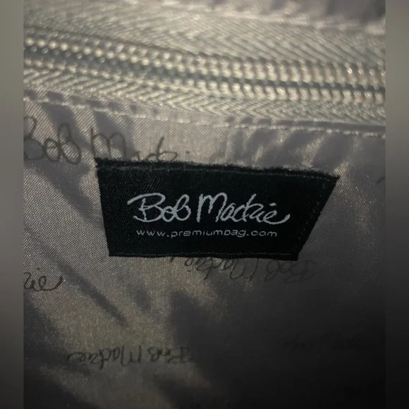 BOB MACKIE Large Faux Croc Leather Black Tote Bag Travel Tote - Picture 7 of 9